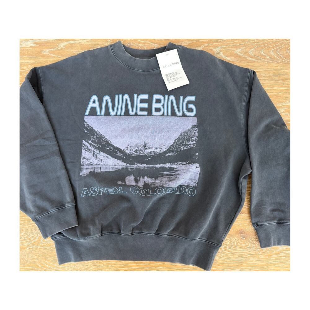 Anine Bing NEW Jaci Aspen Crewneck Sweatshirt, Small